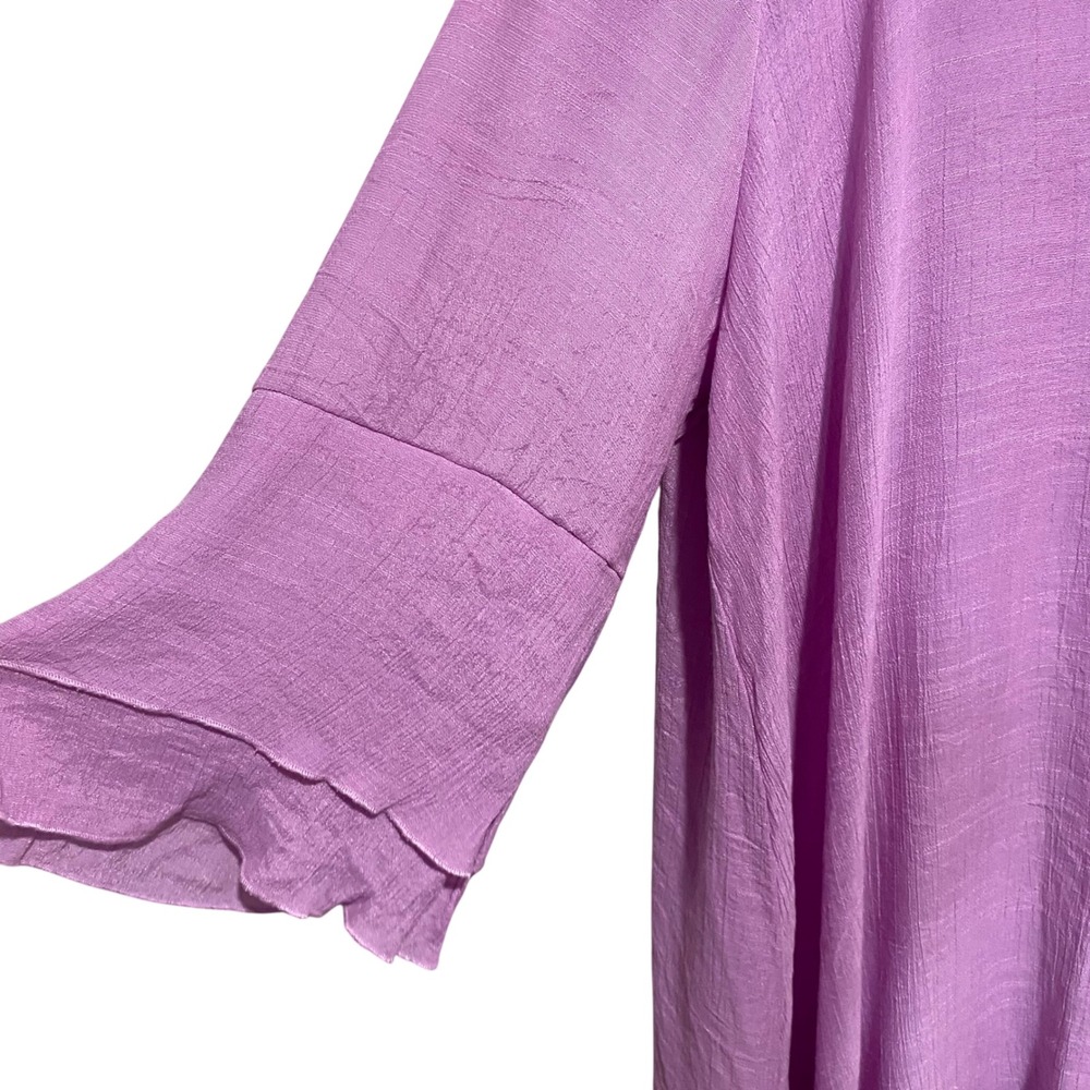 Mlle Gabrielle Womens 3X Lavender Purple Ruffle Sleeve Button Front Shirt Dress - Picture 5 of 11